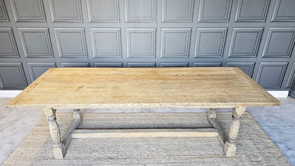 Large Bleached Oak Farmhouse Dining Table View II