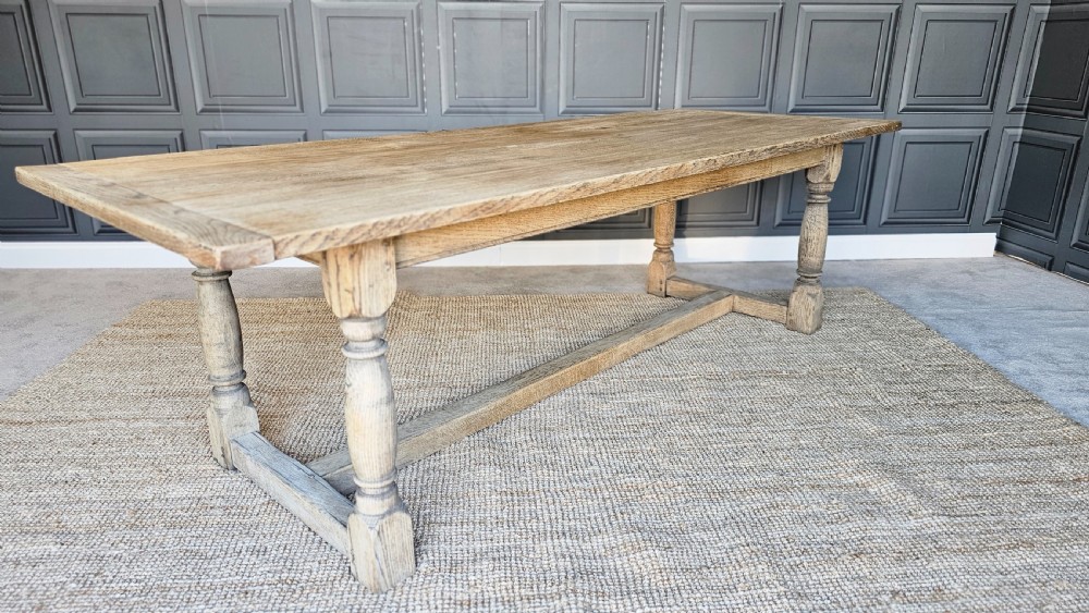 Large Bleached Oak Farmhouse Dining Table View III