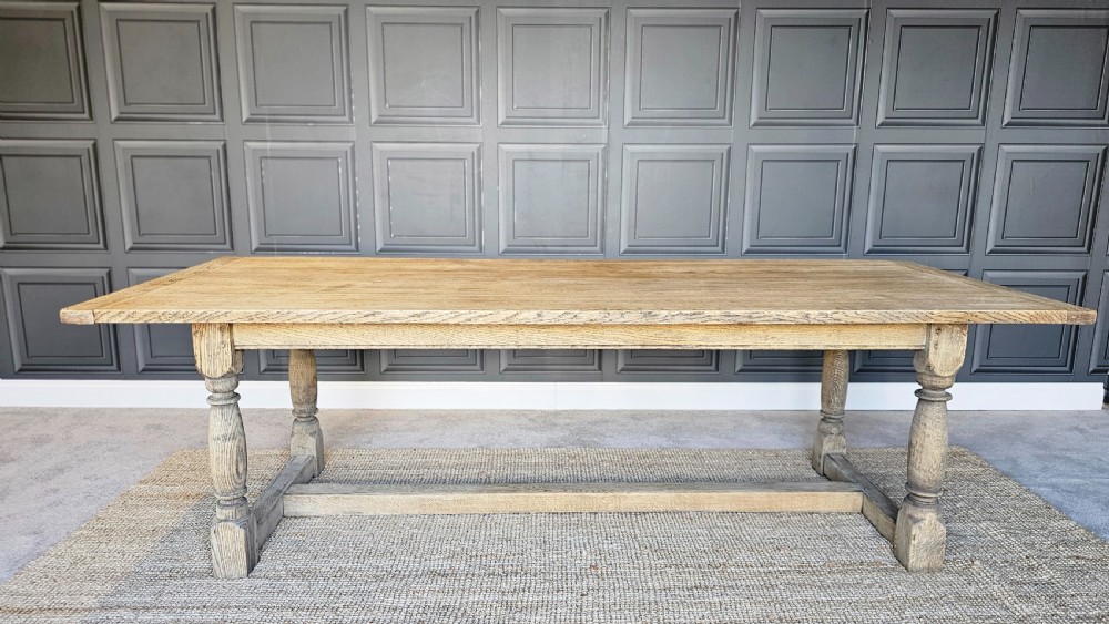 Large Bleached Oak Farmhouse Dining Table View IV