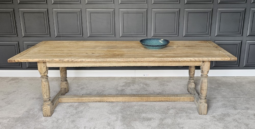 Large Bleached Oak Farmhouse Dining Table View V
