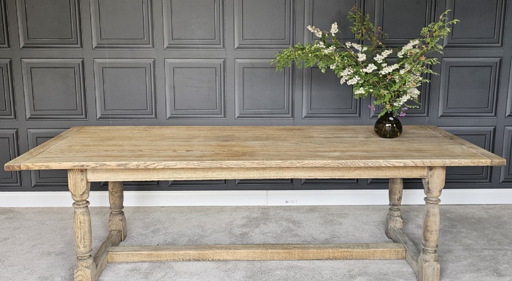 Large Bleached Oak Farmhouse Dining Table View VIII