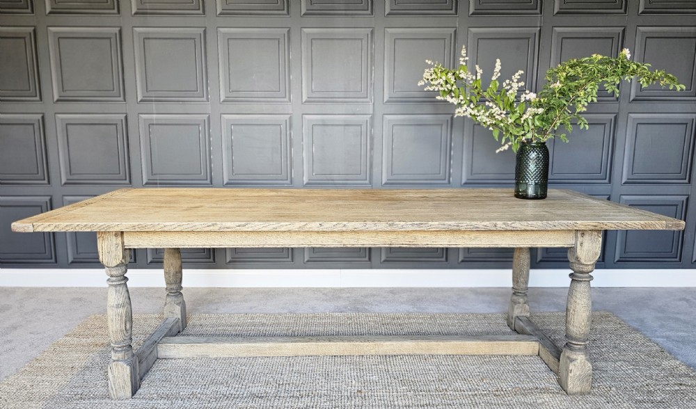 Large Bleached Oak Farmhouse Dining Table View X