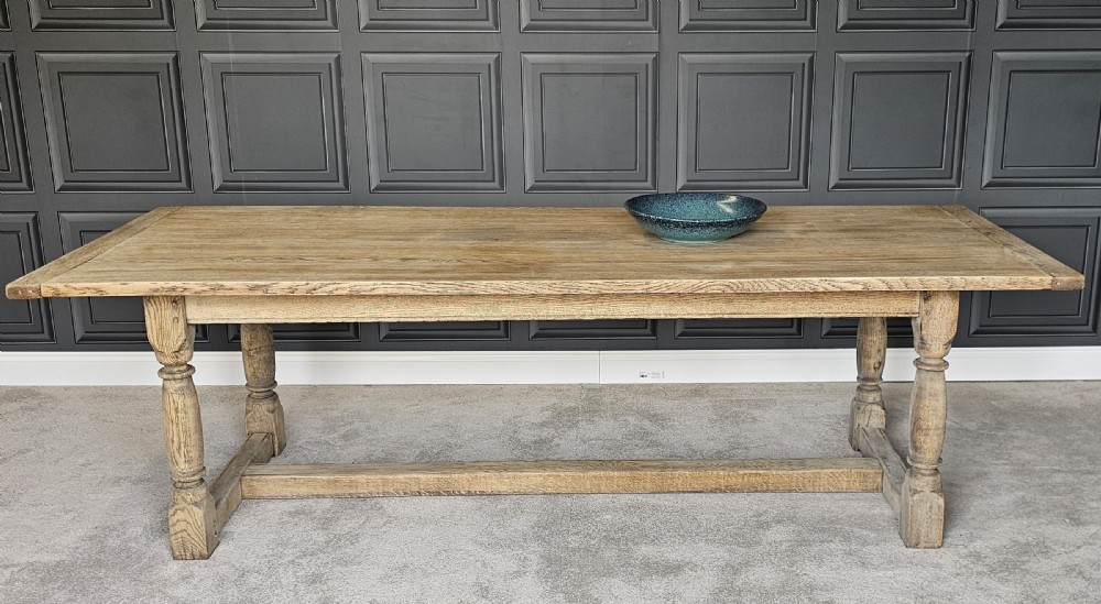 Large Bleached Oak Farmhouse Dining Table View XI