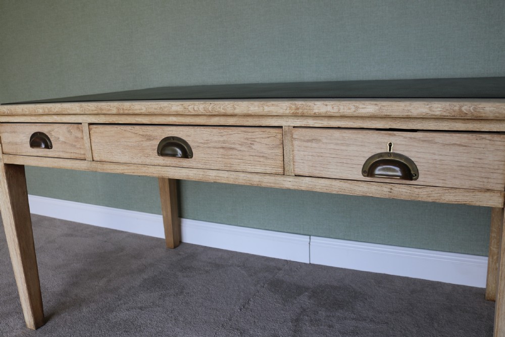 Vintage 1930s Bleached Oak Desk View VII