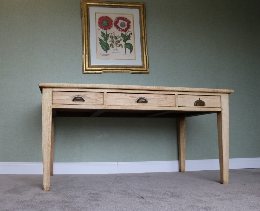 Vintage 1930s Bleached Oak Desk View XV
