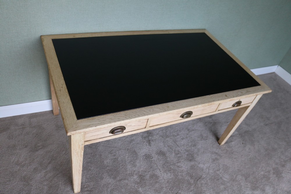 Vintage 1930s Bleached Oak Desk View XVII