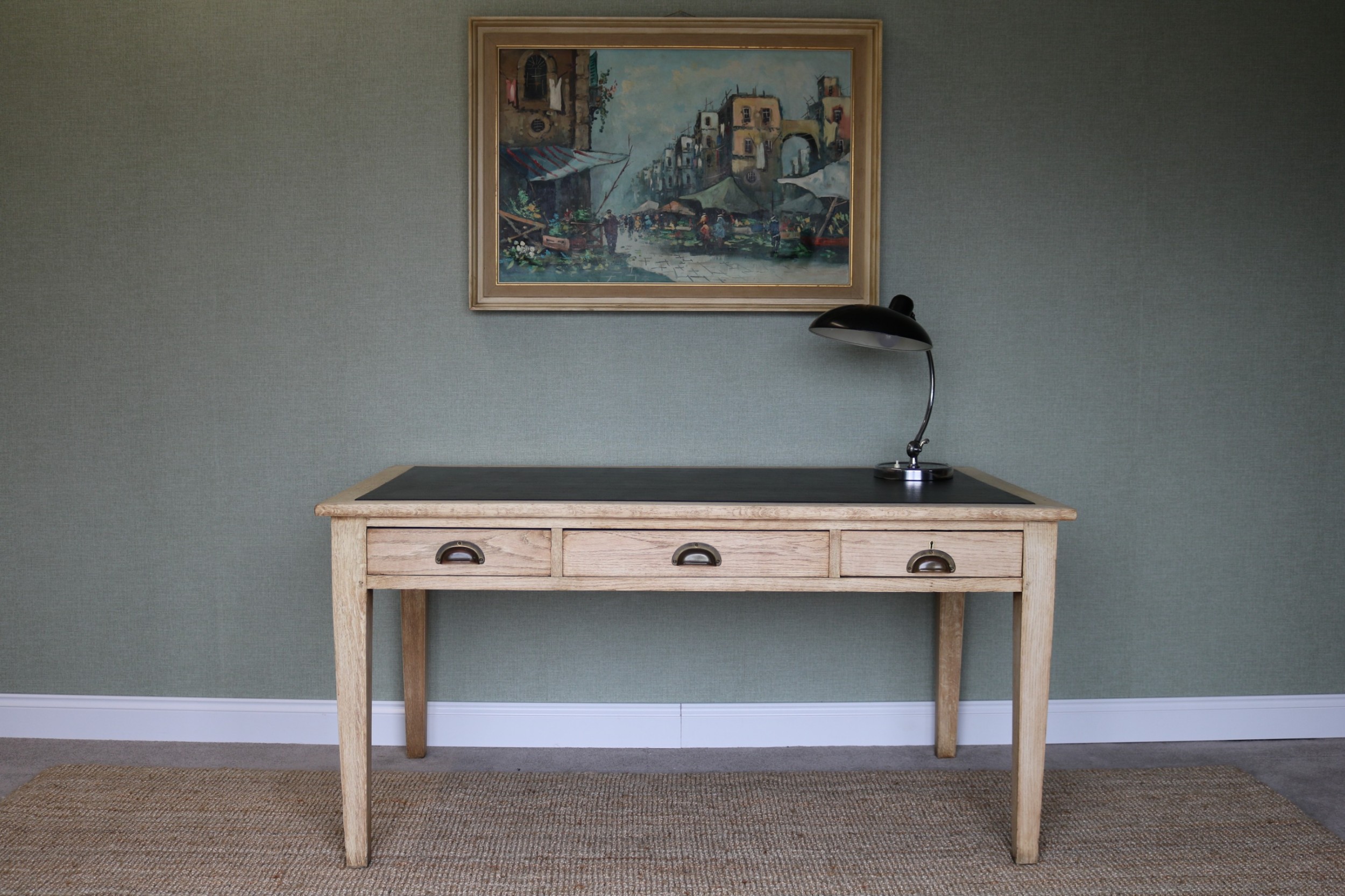 Vintage 1930s Bleached Oak Desk