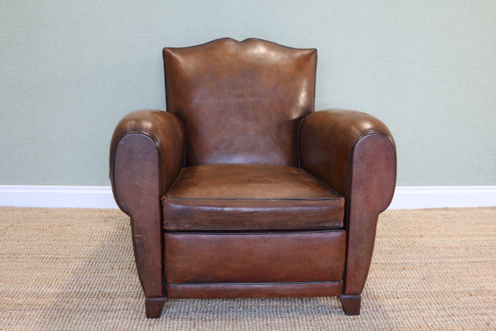 French Moustache Back Leather Club Chair View II