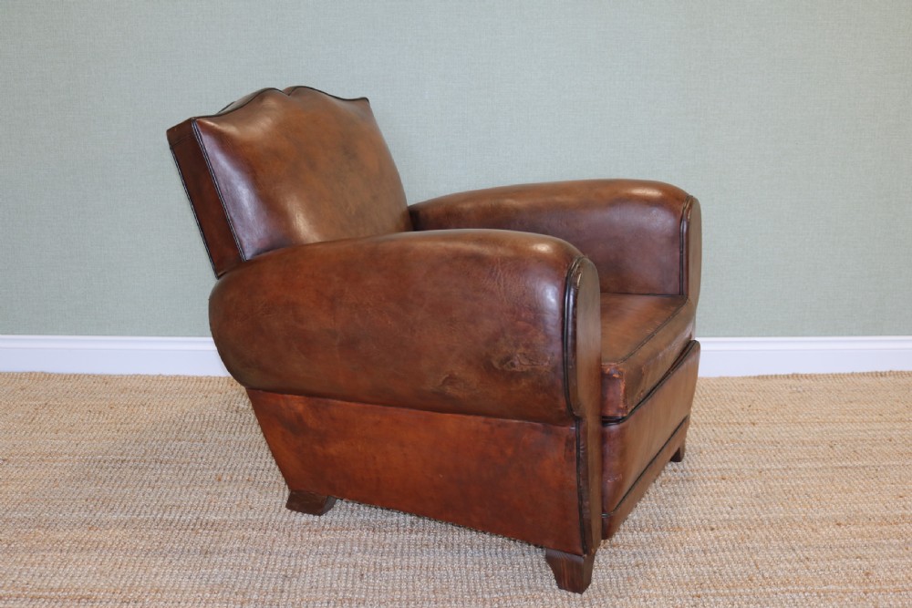 French Moustache Back Leather Club Chair View III