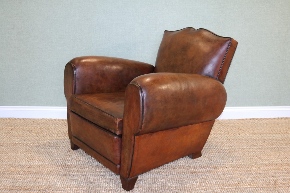 French Moustache Back Leather Club Chair View IV