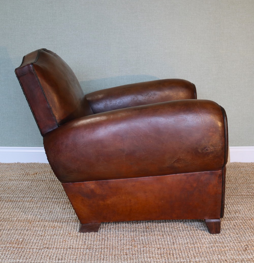 French Moustache Back Leather Club Chair View VIII