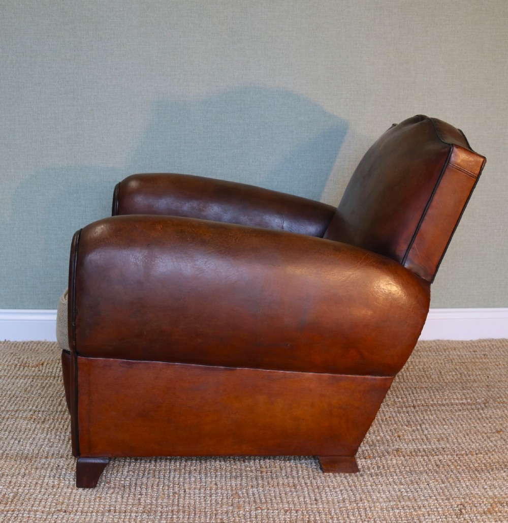 French Moustache Back Leather Club Chair View IX