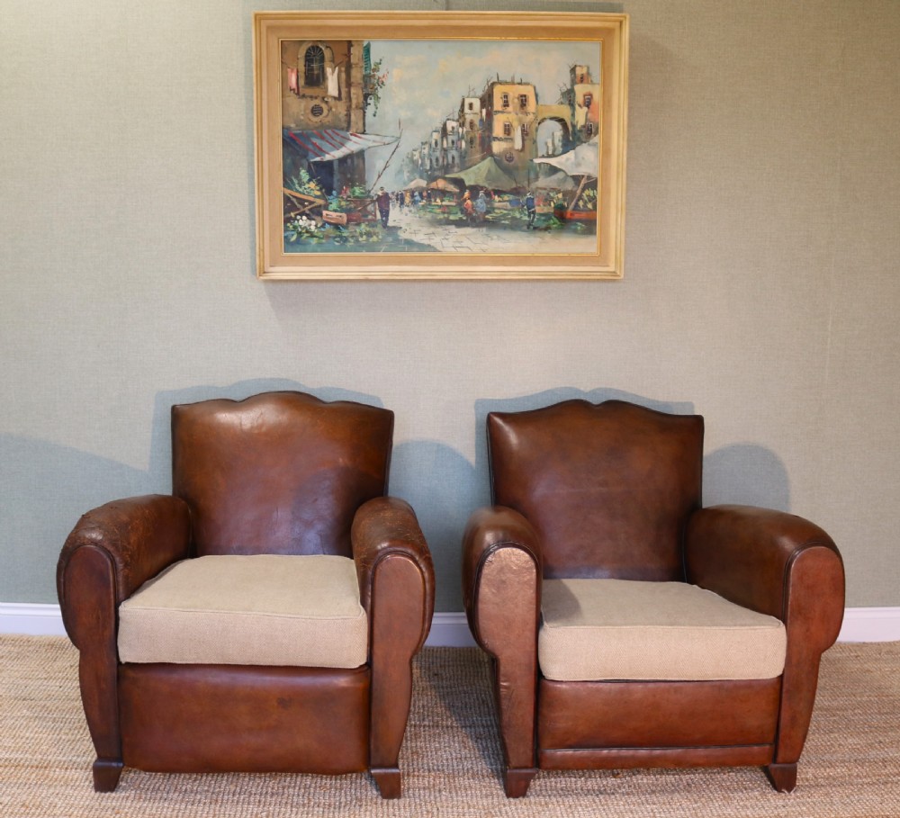 French Moustache Back Leather Club Chair View XVII
