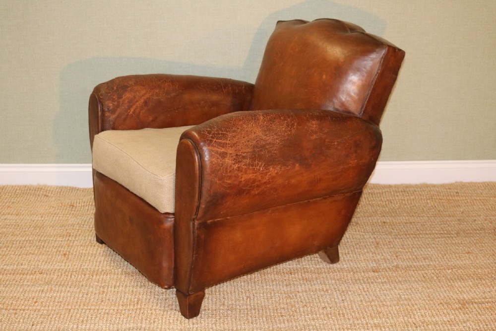 French Leather Club Armchair View VIII