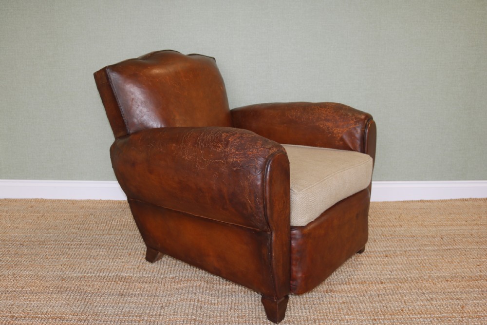 pair of near match French leather Club Armchair View VII
