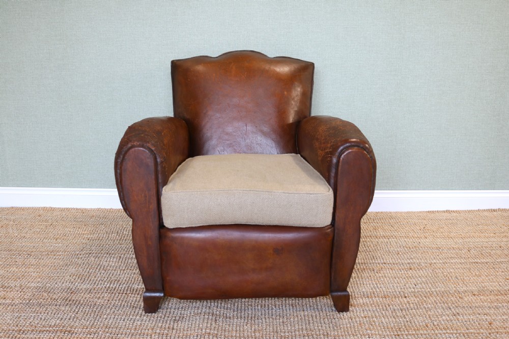 pair of near match French leather Club Armchair View IX