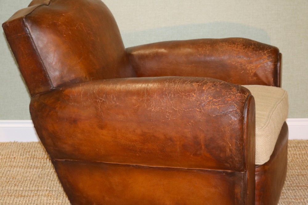 pair of near match French leather Club Armchair View XI