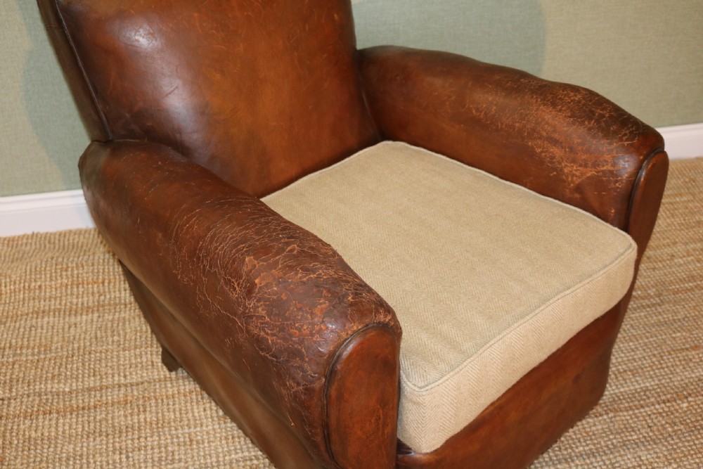 pair of near match French leather Club Armchair View XV