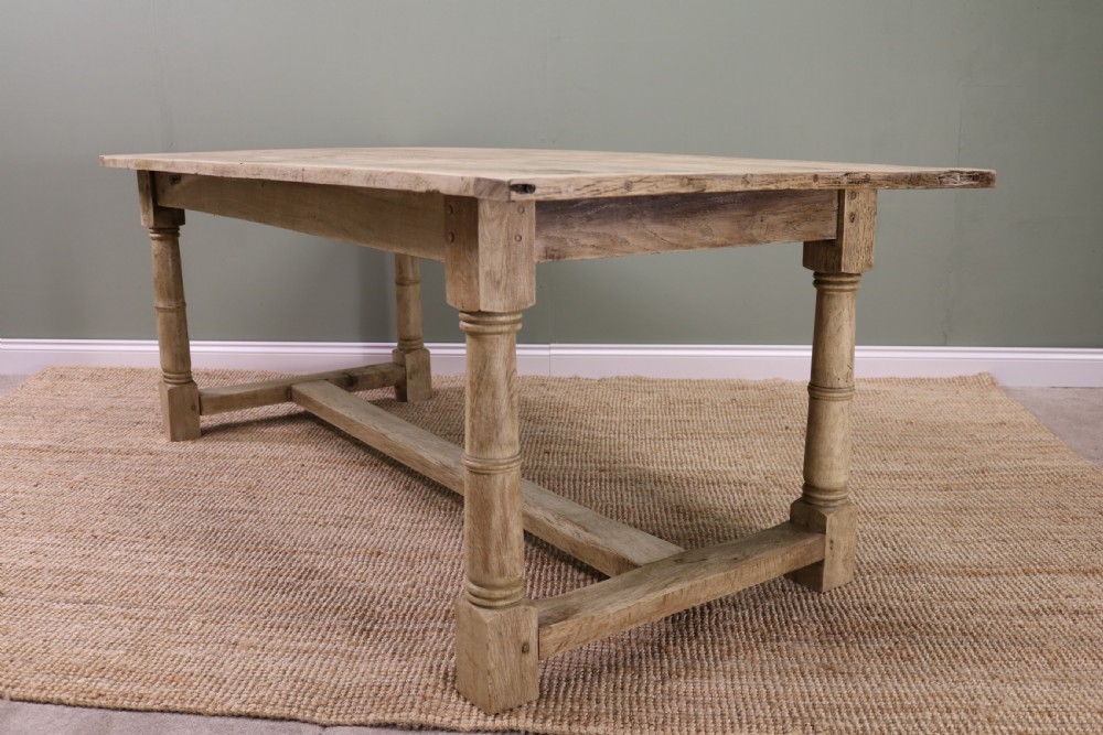 Bleached Oak Farmhouse Table View VII