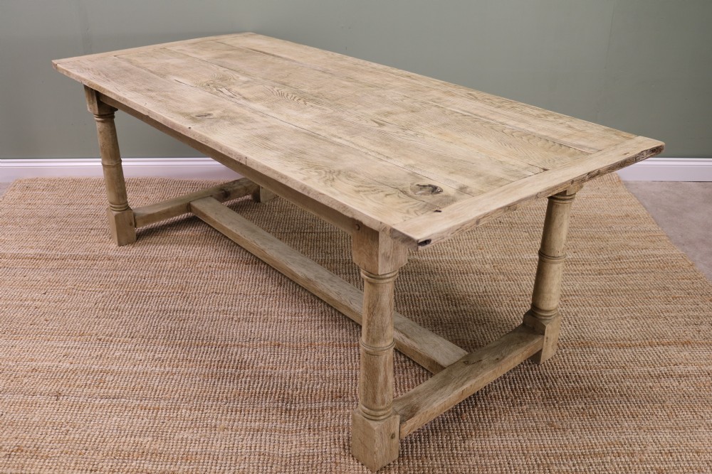 Bleached Oak Farmhouse Table View IX