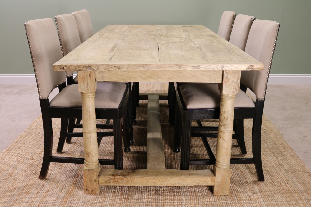 Bleached Oak Farmhouse Table View X