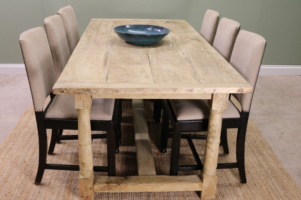 Bleached Oak Farmhouse Table View XI
