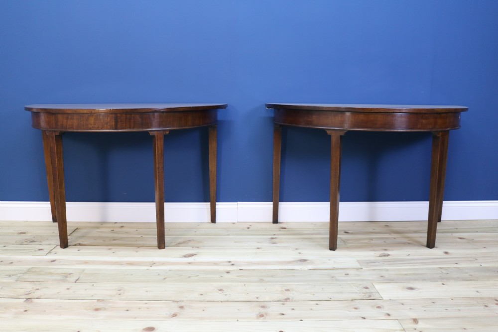 Pair OF George III Mahogany Demi-lune Side Tables