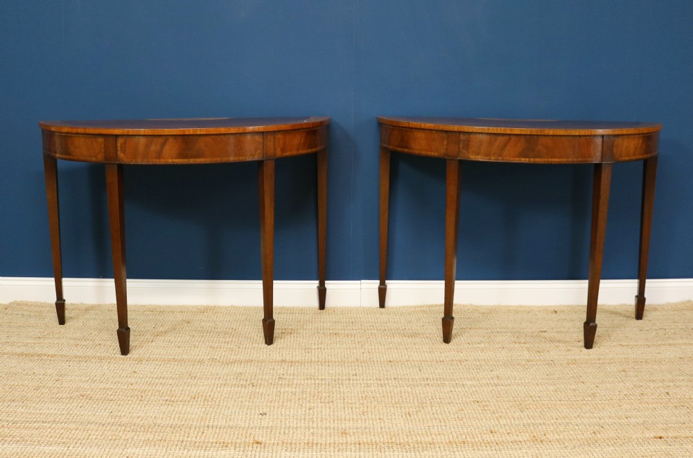 Pair of 1920 demi-lune side tables