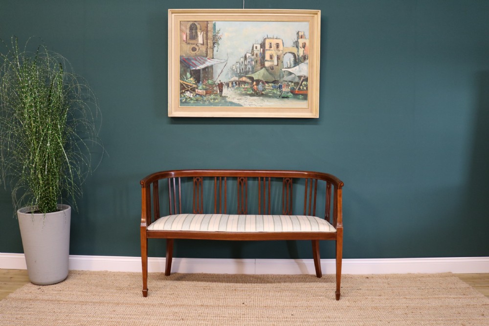 Edwardian Inlaid Mahogany Window Sofa View III