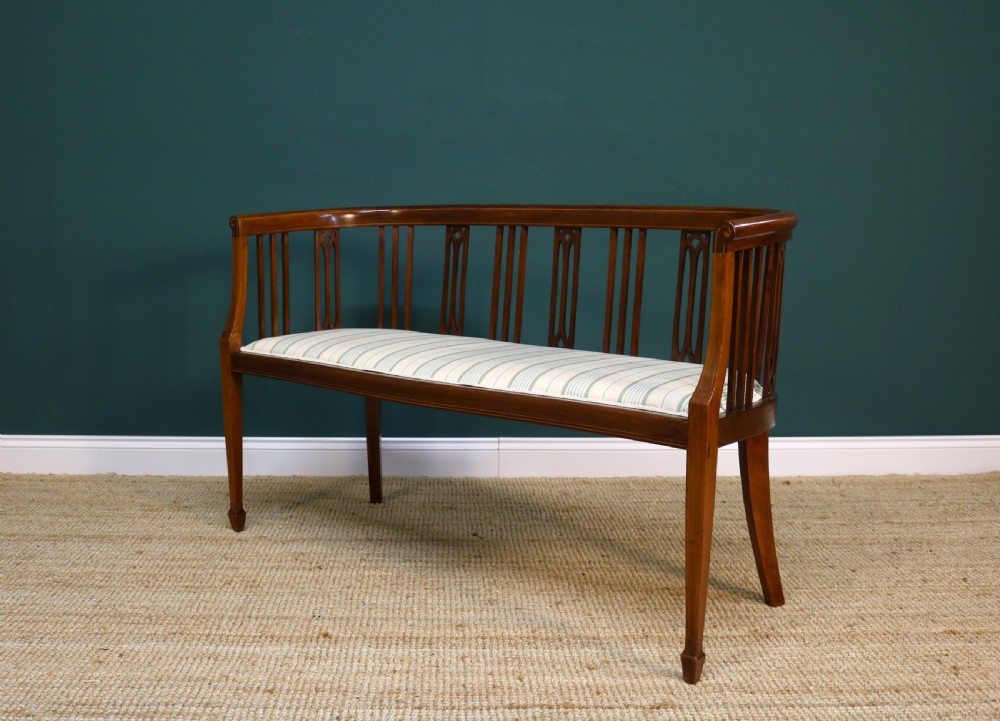 Edwardian Inlaid Mahogany Window Sofa View VII