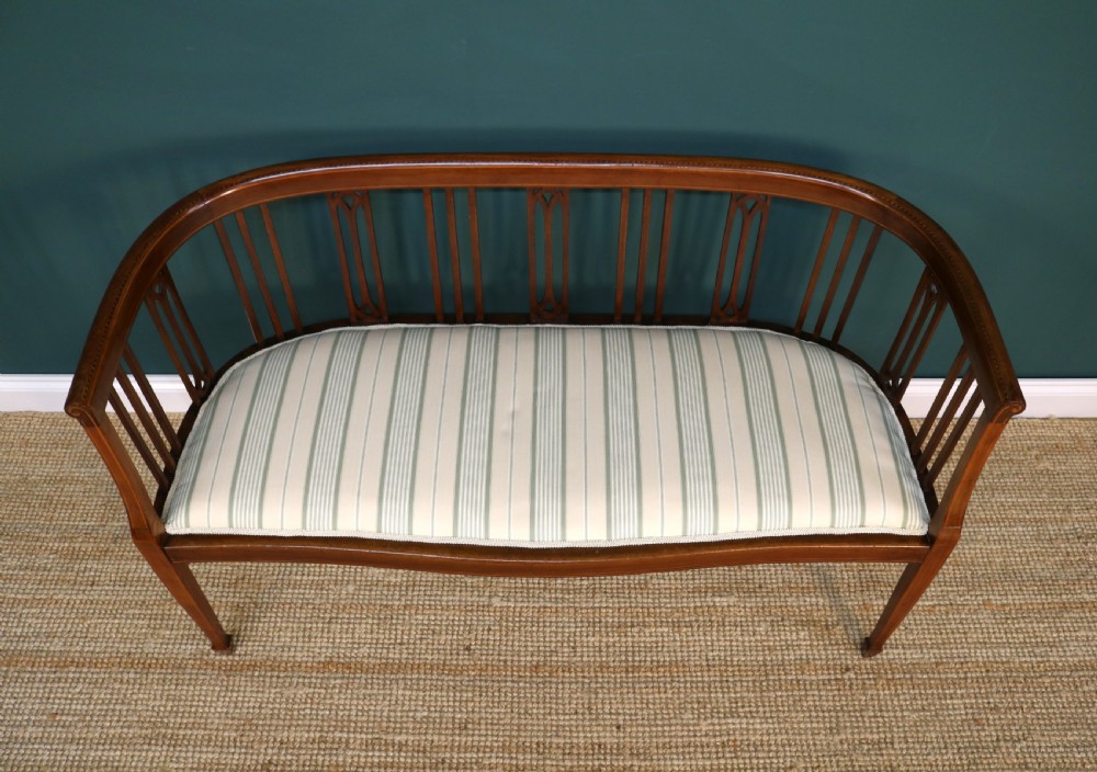 Edwardian Inlaid Mahogany Window Sofa View VIII