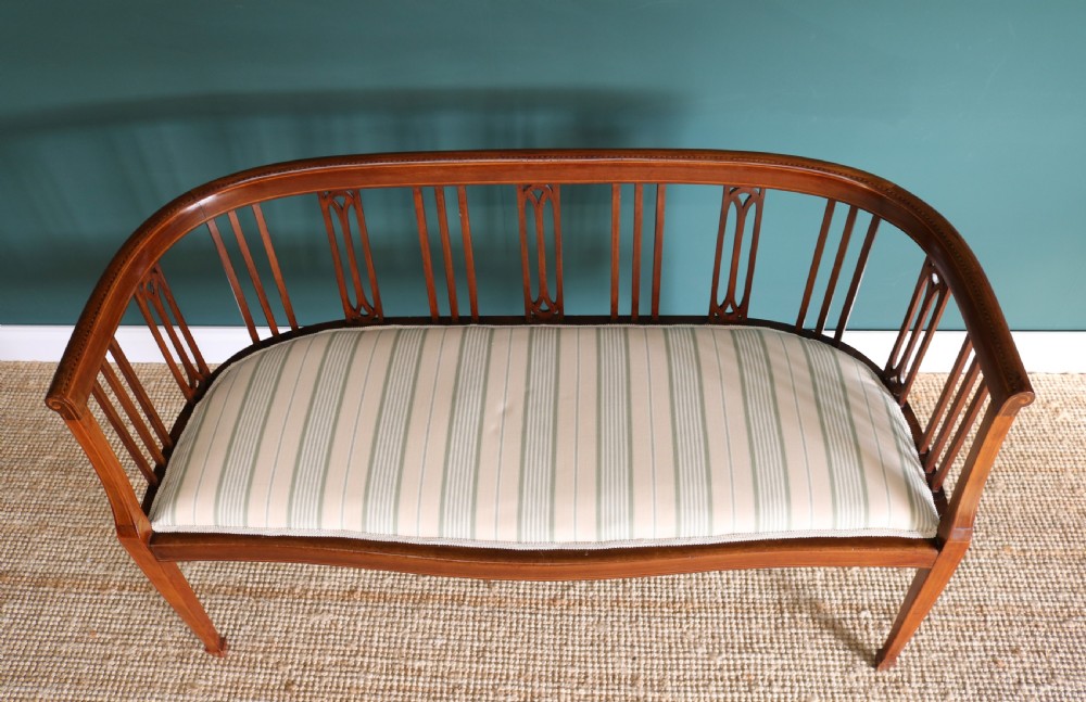 Edwardian Inlaid Mahogany Window Sofa View X