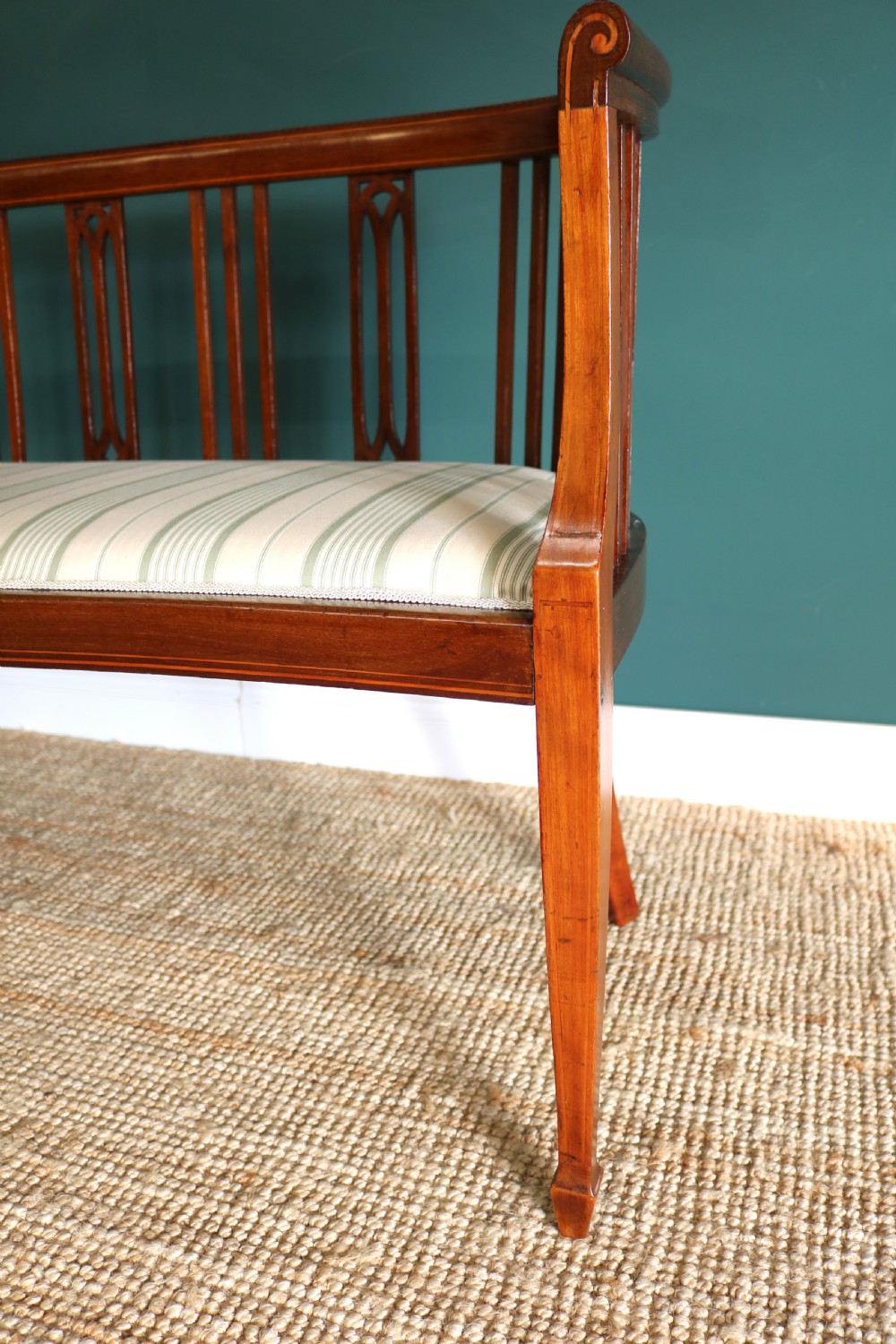 Edwardian Inlaid Mahogany Window Sofa View XI