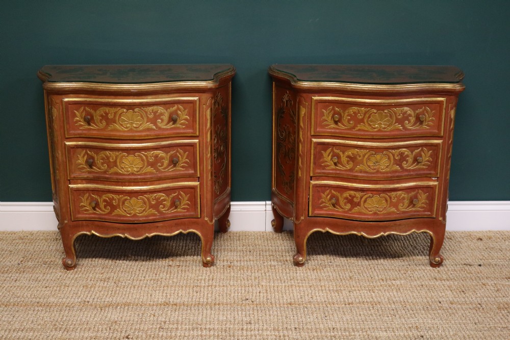 Spanish Casa Painted Walnut Bedside Tables