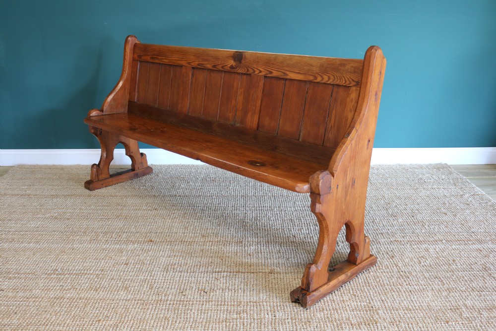 A Gothic Revival-style pine pew View II