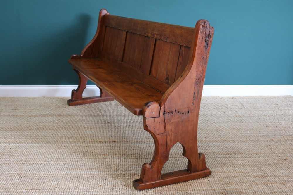 A pair of pine pews, in Reformed Gothic taste View II