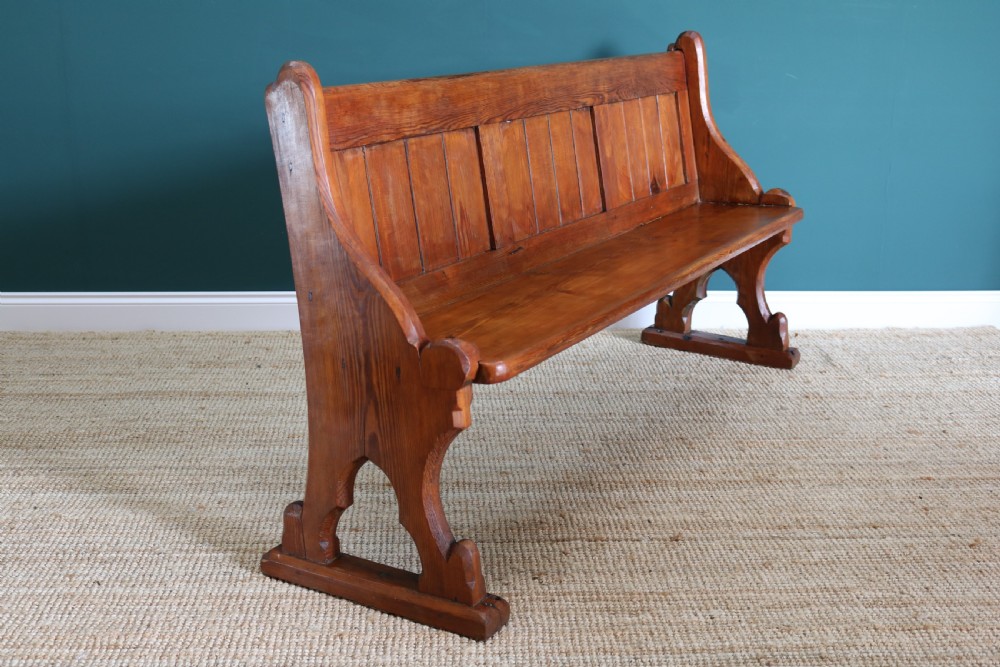 A pair of pine pews, in Reformed Gothic taste View III