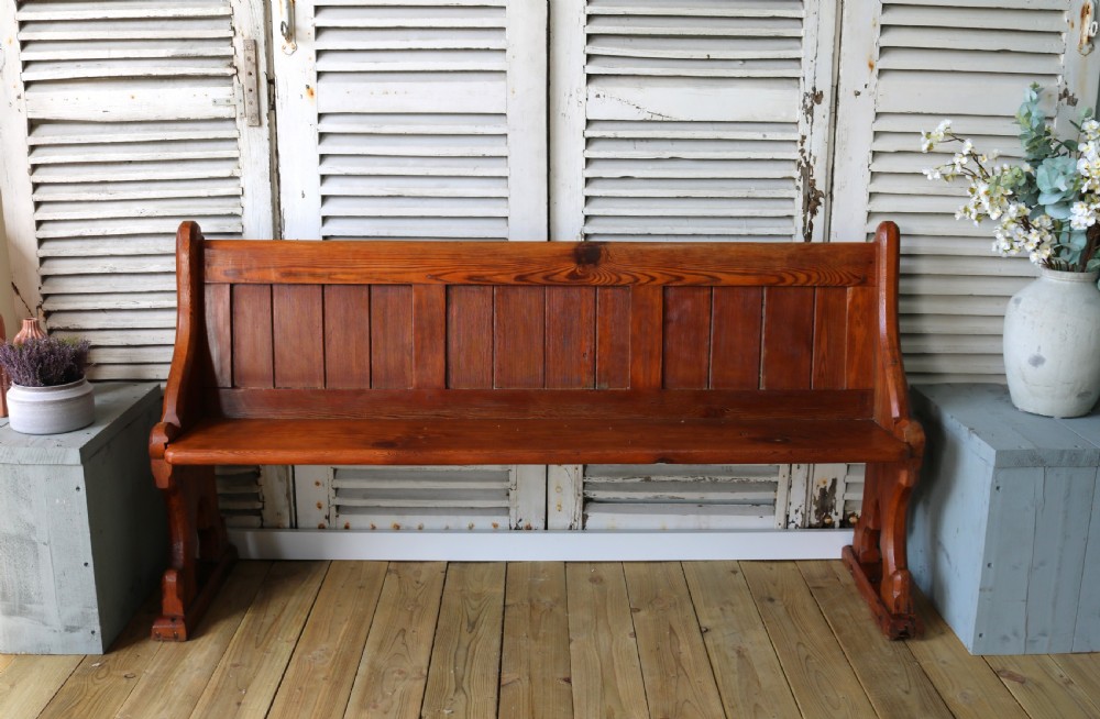 A pair of pine pews, in Reformed Gothic taste View V