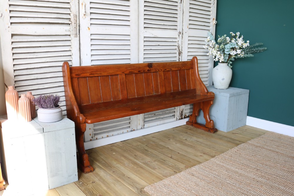A pair of pine pews, in Reformed Gothic taste View VI