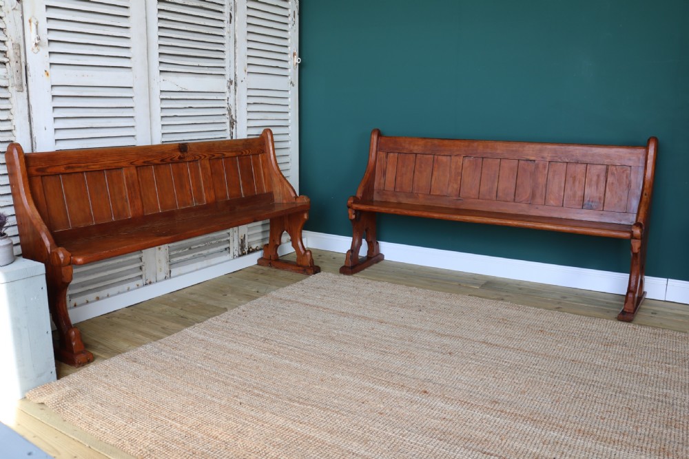 A pair of pine pews, in Reformed Gothic taste View VIII