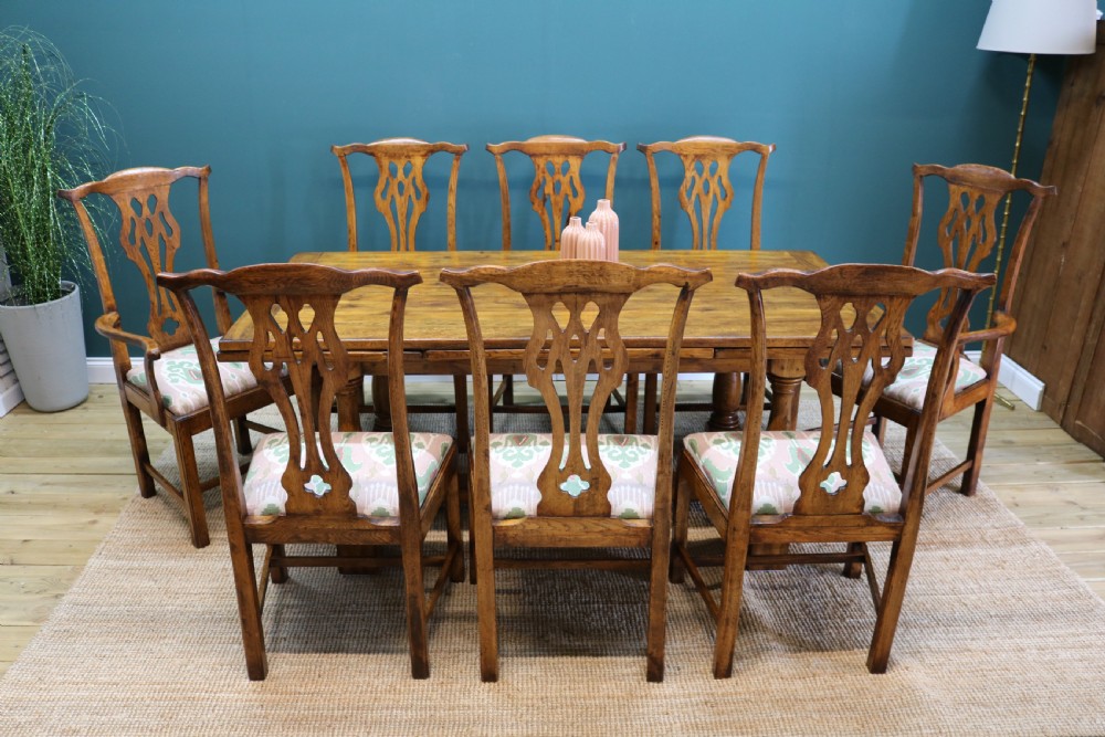 set of eight oak dining chairs, in the Chippendale style View II