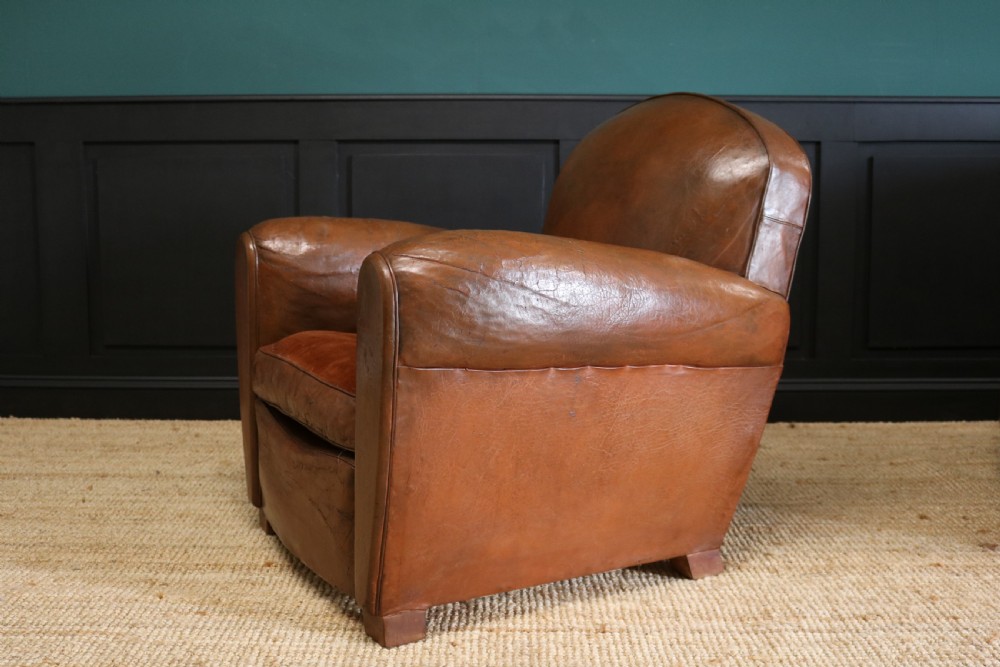  Pair French Leather Club Chairs View IV