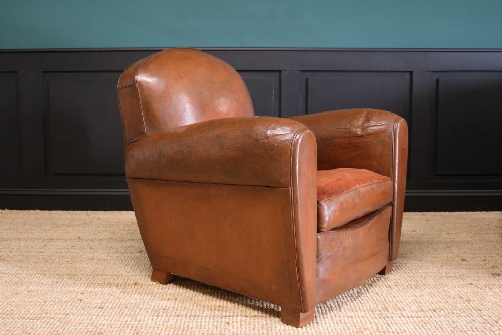  Pair French Leather Club Chairs View V