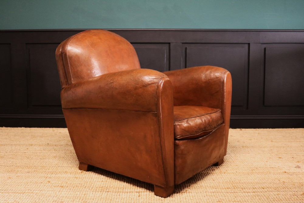  Pair French Leather Club Chairs View VII