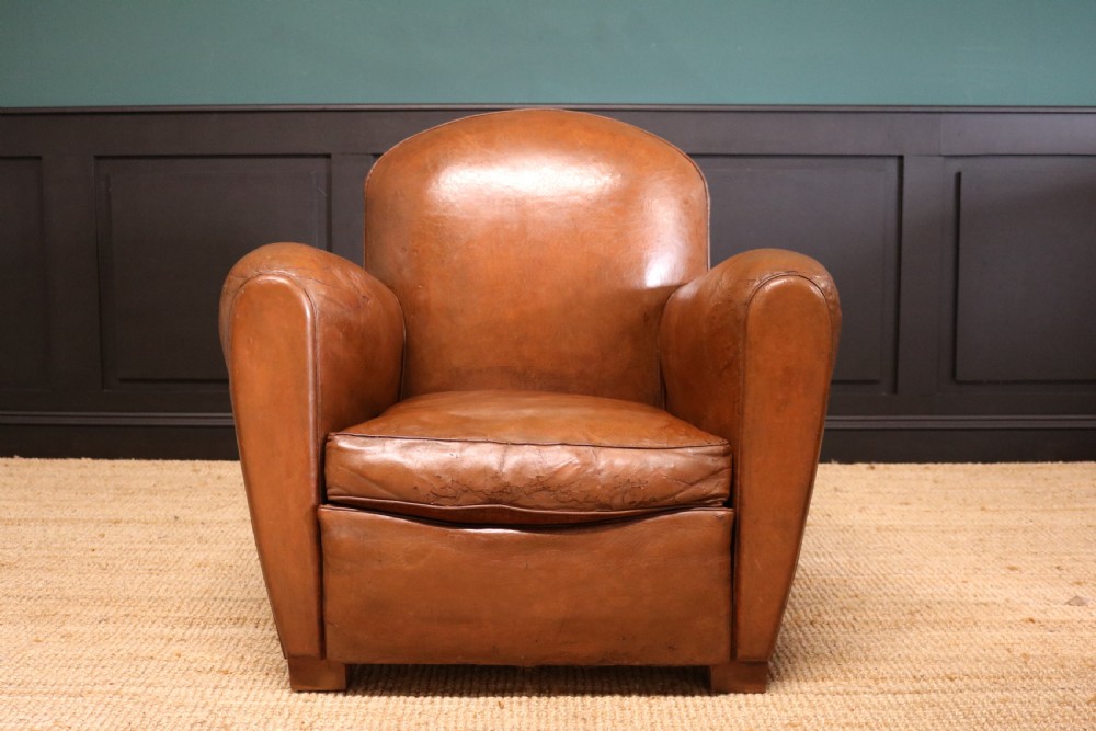 Pair French Leather Club Chairs View VIII
