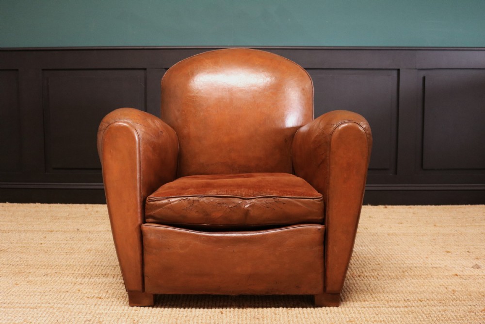  Pair French Leather Club Chairs View IX