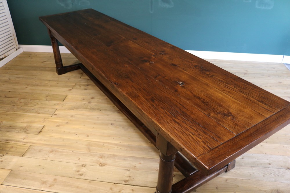 Large 18th century style oak refectory table, View II