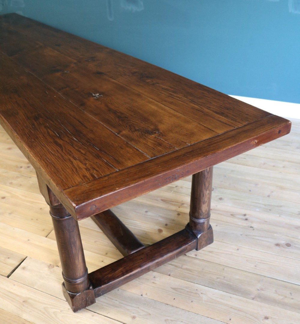 Large 18th century style oak refectory table, View IV