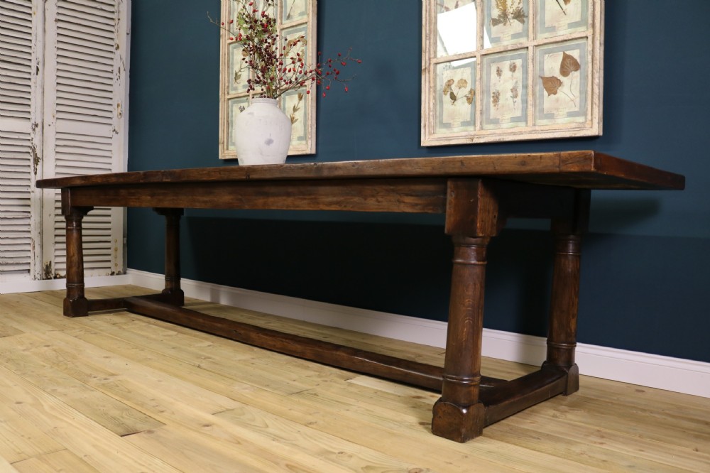 Large 18th century style oak refectory table, View IX