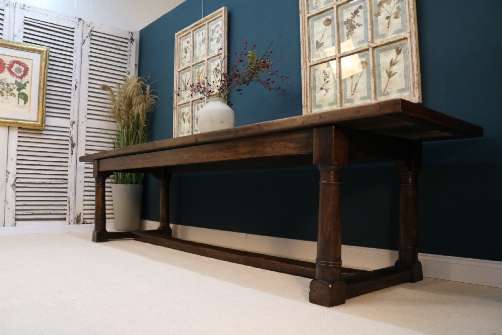 Large 18th century style oak refectory table, View XII